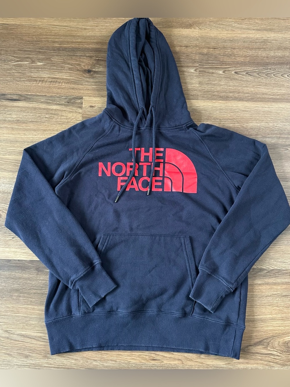 North Face Women Blue Half Dome Logo Pullover Hoodie Sweatshirt Small Classic
